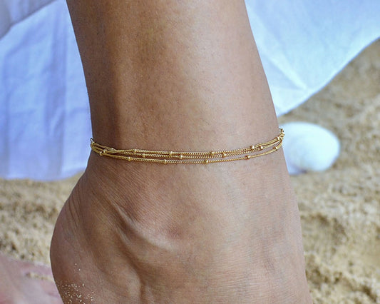 Gold Multi Chain Ankle Bracelet